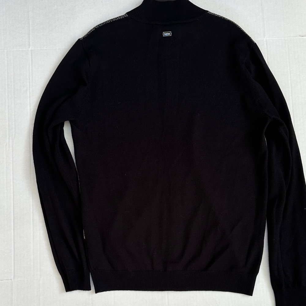New GUESS BY MARCIANO Men's Black and Gray Full-Zip Sweater - Picture 5 of 8